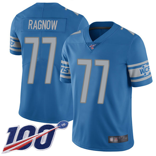 Detroit Lions Limited Blue Men Frank Ragnow Home Jersey NFL Football 77 100th Season Vapor Untouchable